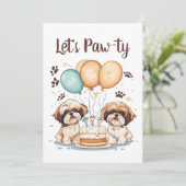 Laten we Pawty Birthday Shih Tzu Dogs verjaardagst Kaart (Staand voorkant)
