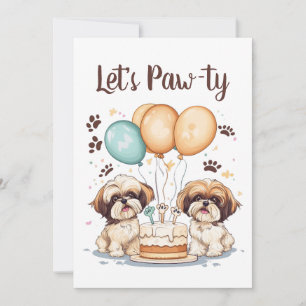 Laten we Pawty Birthday Shih Tzu Dogs verjaardagst Kaart