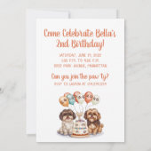 Laten we Pawty Birthday Shih Tzu Dogs verjaardagst Kaart (Achterkant)