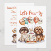 Laten we Pawty Birthday Shih Tzu Dogs verjaardagst Kaart (Voorkant / Achterkant)