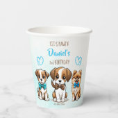 Laten we pawty blauw schattig puppies verjaardags  papieren bekers (Achterkant)