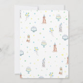 Laten we Pawty Blue Boy Dog Verjaardag Uitnodiging (Achterkant)