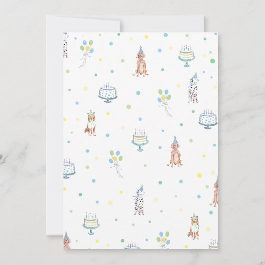 Laten we Pawty Blue Boy Dog Verjaardag Uitnodiging (Achterkant)