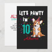 Laten we Pawty Boy of Girl Birthday Party Custom Kaart (Voorkant / Achterkant)
