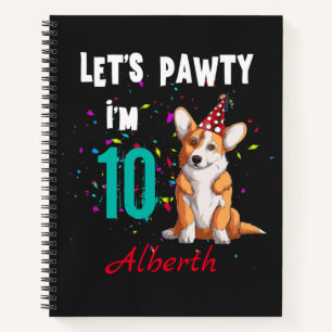 Laten we Pawty Boy of Girl Birthday Party Custom  Notitieboek