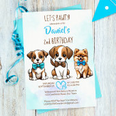 Laten we pawty bruin blauw schattig puppies verjaa kaart