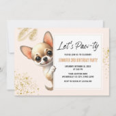 Laten we Pawty Chihuahua Hond Verjaardag Uitnodigi Kaart (Voorkant)