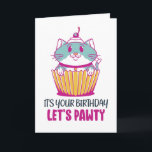 Laten we Pawty Cupcake Kitten Funny Cat Birthday Kaart<br><div class="desc">Het is je verjaardag. Laten we pawty zijn. Grappig,  grappig en soms sarcastisch verjaardagskaarten voor je familie en vrienden. Haal deze leuke kaart voor je speciale iemand. Bezoek onze winkel voor meer coole verjaardagskaarten.</div>