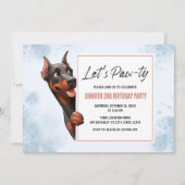 Laten we Pawty Doberman Hond Verjaardag uitnodigin Kaart (Voorkant)