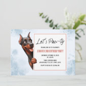 Laten we Pawty Doberman Hond Verjaardag uitnodigin Kaart (Staand voorkant)