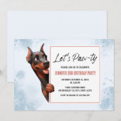 Laten we Pawty Doberman Hond Verjaardag uitnodigin Kaart (Voorkant / Achterkant)