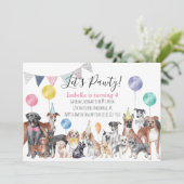 Laten we Pawty Dog Birthday noemen Kaart (Staand voorkant)