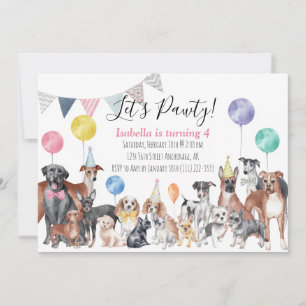 Laten we Pawty Dog Birthday noemen Kaart