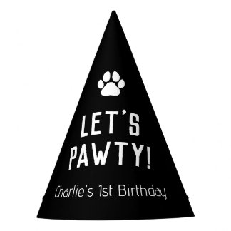 Laten we Pawty Dog Birthday Party Pet Modern Feesthoedjes
