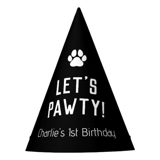 Laten we Pawty Dog Birthday Party Pet Modern Feesthoedjes (Voorkant)