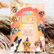 Laten we Pawty Dog Retro Groovy Boy Birthday