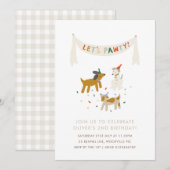 Laten we Pawty Dog thema verjaardag Kaart (Voorkant / Achterkant)