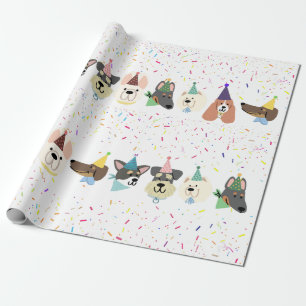 Laten we Pawty, feestdag Confetti Dogs Cadeaupapier