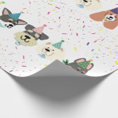 Laten we Pawty, feestdag Confetti Dogs Cadeaupapier (Hoek)