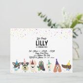 Laten we Pawty, feestdag Confetti Dogs Kaart (Staand voorkant)