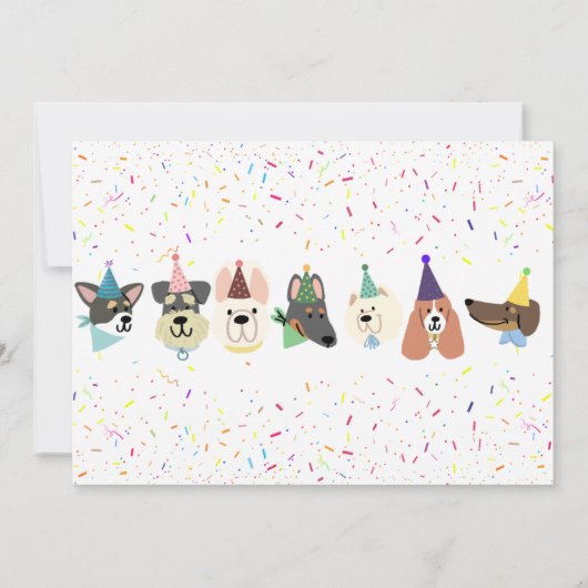 Laten we Pawty, feestdag Confetti Dogs Kaart (Achterkant)