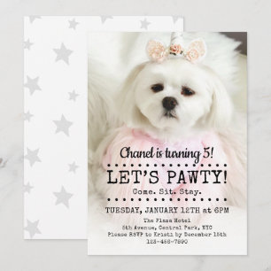 Laten we Pawty Foto Pet Birthday Party bekijken Kaart