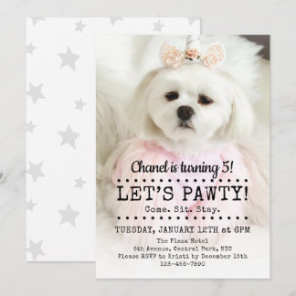 Laten we Pawty Foto Pet Birthday Party bekijken Kaart