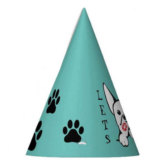 Laten we Pawty French Bulldog Paper Party Petten Feesthoedjes (Links)