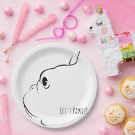 Laten we Pawty French Bulldog Silhouette Paper Bor Papieren Bordje