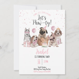 Laten we Pawty Girl Dog Verjaardag Kaart