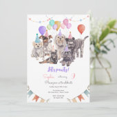 Laten we pawty honden verjaardagsfeestje kaart (Staand voorkant)