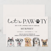 Laten we Pawty hondenverjaardagsuitnodiging Kaart (Voorkant / Achterkant)