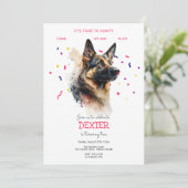 Laten we pawty, hond's verjaardagsfeestje kaart (Staand voorkant)