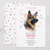 Laten we pawty, hond's verjaardagsfeestje kaart (Voorkant / Achterkant)