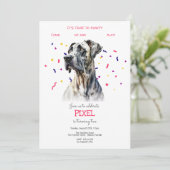 Laten we pawty, hond's verjaardagsfeestje kaart (Staand voorkant)