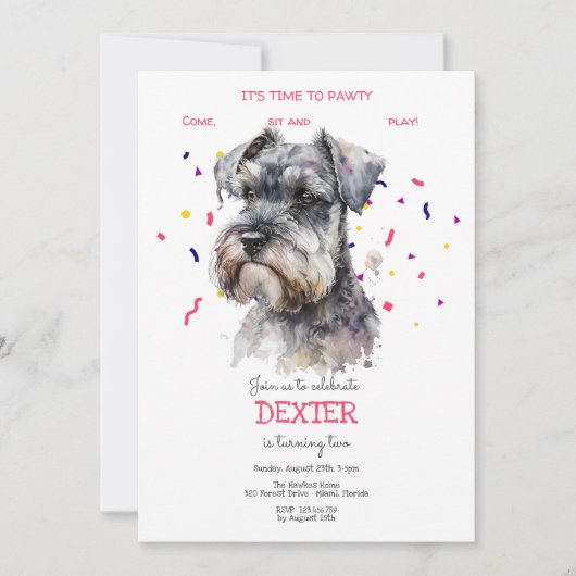 Laten we pawty, hond's verjaardagsfeestje kaart (Voorkant)