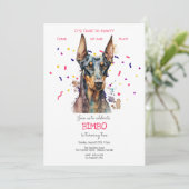 Laten we pawty, hond's verjaardagsfeestje kaart (Staand voorkant)