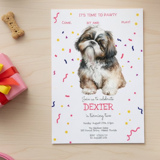 Laten we pawty, hond's verjaardagsfeestje kaart