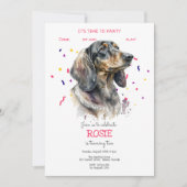 Laten we pawty, hond's verjaardagsfeestje kaart (Voorkant)