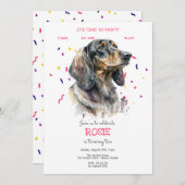 Laten we pawty, hond's verjaardagsfeestje kaart (Voorkant / Achterkant)