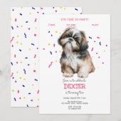 Laten we pawty, hond's verjaardagsfeestje kaart (Voorkant / Achterkant)