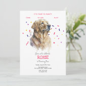 Laten we pawty, hond's verjaardagsfeestje kaart (Staand voorkant)