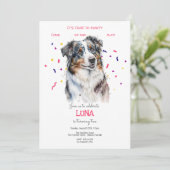 Laten we pawty, hond's verjaardagsfeestje kaart (Staand voorkant)