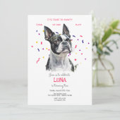 Laten we pawty, hond's verjaardagsfeestje kaart (Staand voorkant)