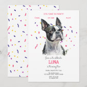 Laten we pawty, hond's verjaardagsfeestje kaart (Voorkant / Achterkant)