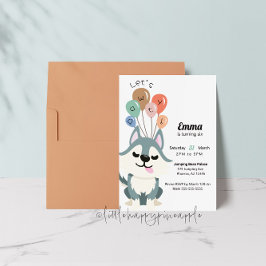 Laten we Pawty Husky verjaardagsfeestuitnodiging Kaart