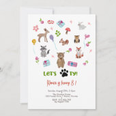 Laten we pawty! kinderen verjaardagsfeestje kaart (Voorkant)