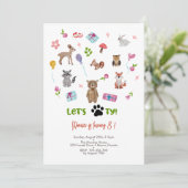 Laten we pawty! kinderen verjaardagsfeestje kaart (Staand voorkant)