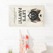 Laten we Pawty Kitten Cat Rockabilly Verjaardag We Spandoek (Insitu)