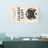 Laten we Pawty Kitten Cat Rockabilly Verjaardag We Spandoek (Beurs)